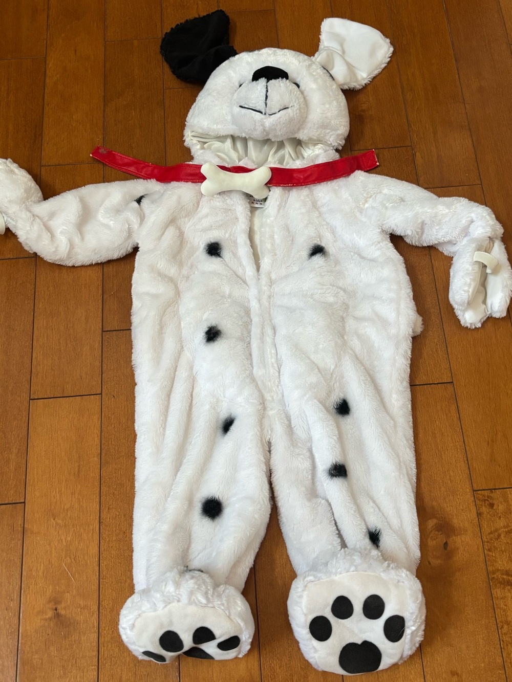 White Dalmatian Plush Hooded One-Piece Costume Infant 9 Months Authentic Kids